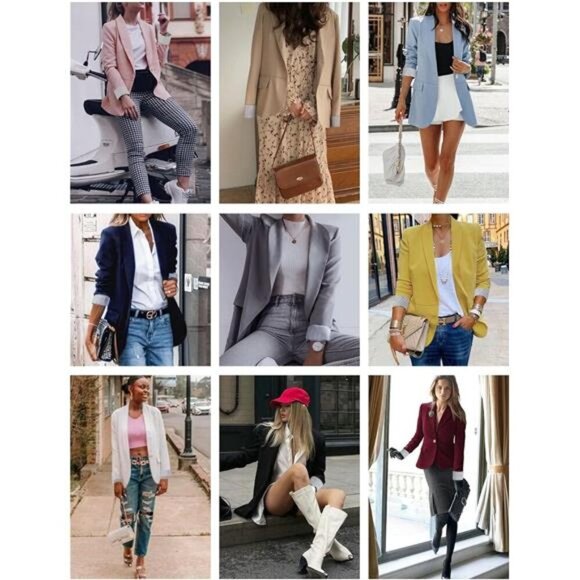 Womens Blazer Jackets with Pockets Plaid - Picture 5 of 5